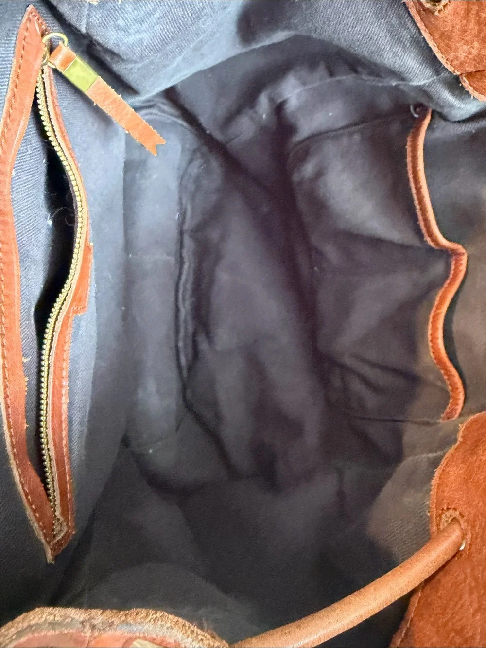 Madewell Cognac Brown Leather Drawstring Backpack Rucksack Boho Minimalist